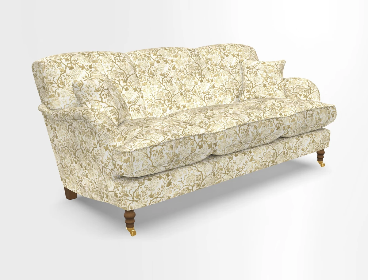 Kentwell 3 Seater, 3 Hump Sofa in Linwood Omega Velvet Green Tea 