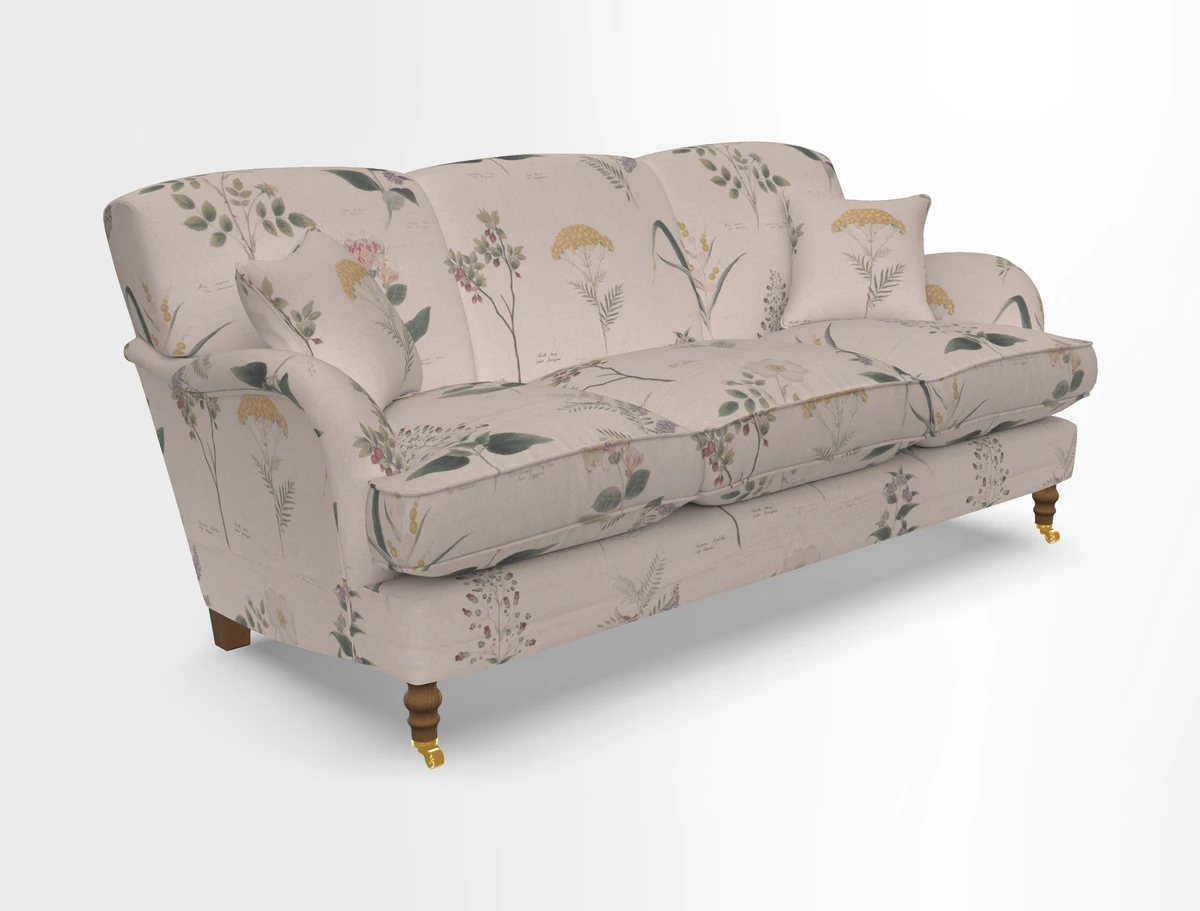 Kentwell 3 Seater, 3 Hump Sofa in Linwood Omega Velvet Green Tea 