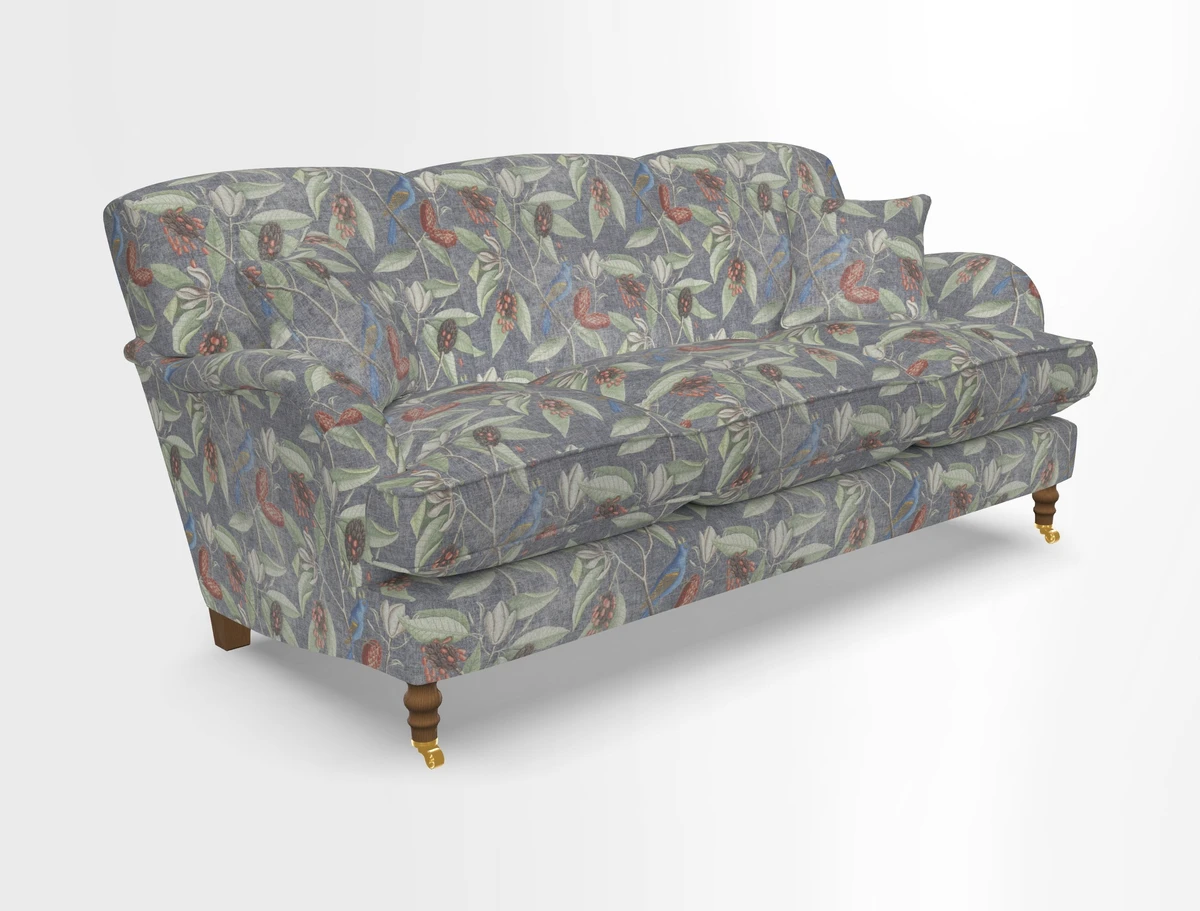 Kentwell 3 Seater, 3 Hump Sofa in Linwood Omega Velvet Green Tea 