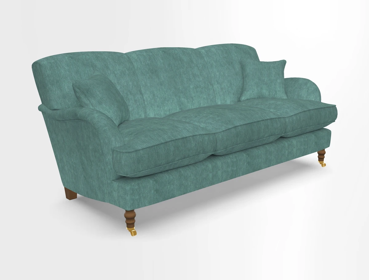 Kentwell 3 Seater, 3 Hump Sofa in Linwood Omega Velvet Green Tea 