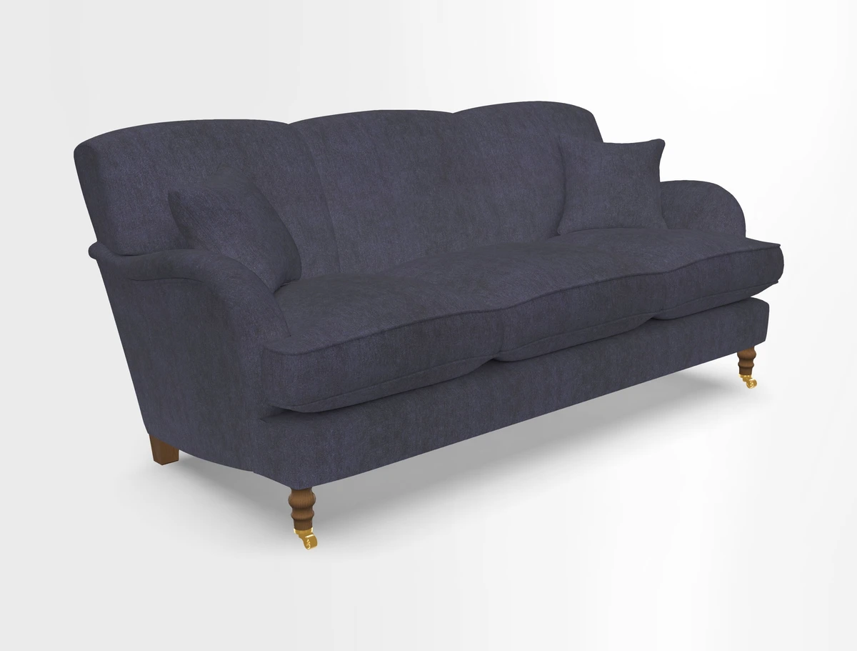 Kentwell 3 Seater, 3 Hump Sofa in Linwood Omega Velvet Green Tea 