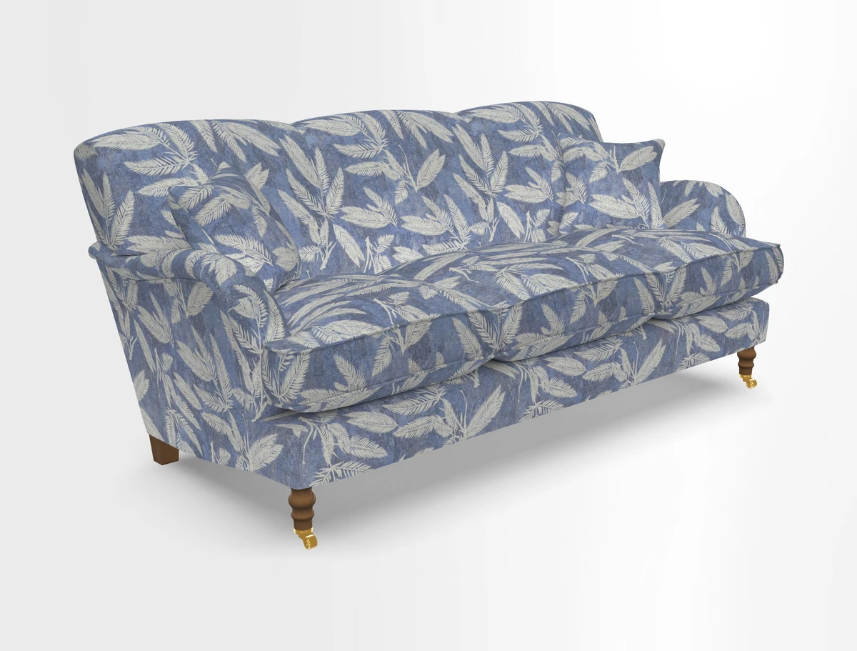 Kentwell 3 Seater, 3 Hump Sofa in Linwood Omega Velvet Green Tea 