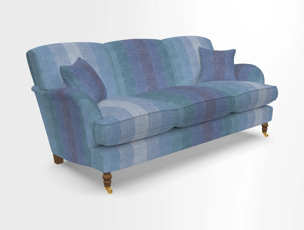 Kentwell 3 Seater, 3 Hump Sofa in Linwood Omega Velvet Green Tea 