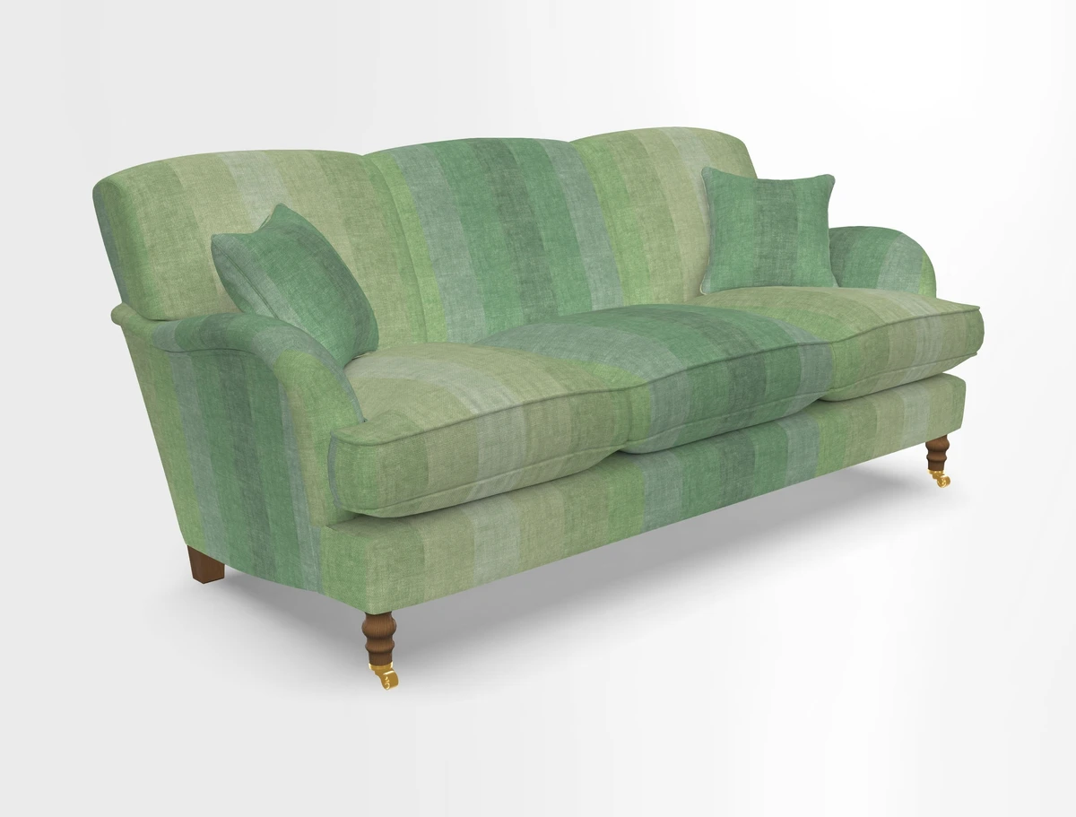 Kentwell 3 Seater, 3 Hump Sofa in Linwood Omega Velvet Green Tea 