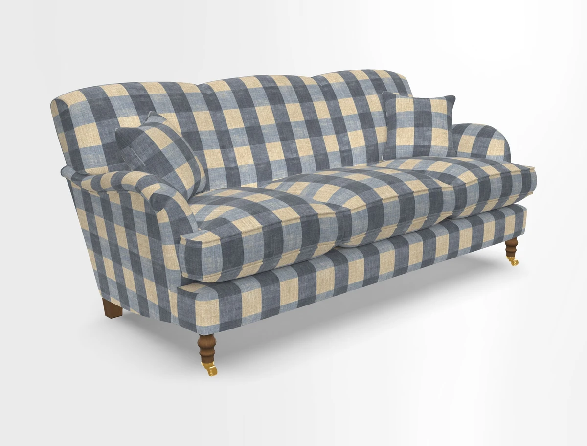 Kentwell 3 Seater, 3 Hump Sofa in Linwood Omega Velvet Green Tea 