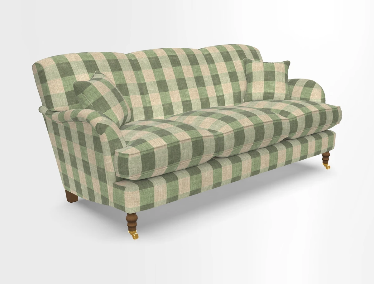 Kentwell 3 Seater, 3 Hump Sofa in Linwood Omega Velvet Green Tea 