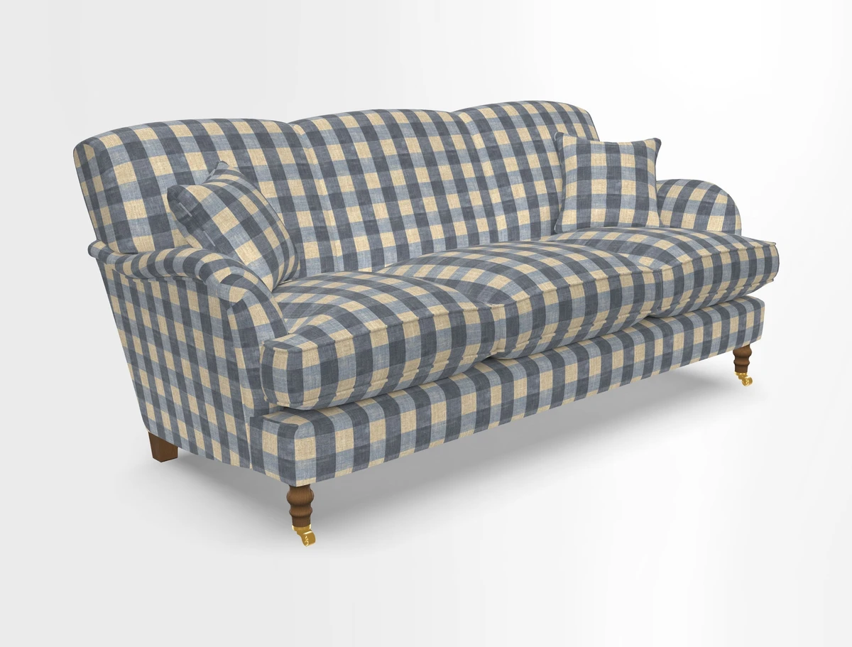 Kentwell 3 Seater, 3 Hump Sofa in Linwood Omega Velvet Green Tea 