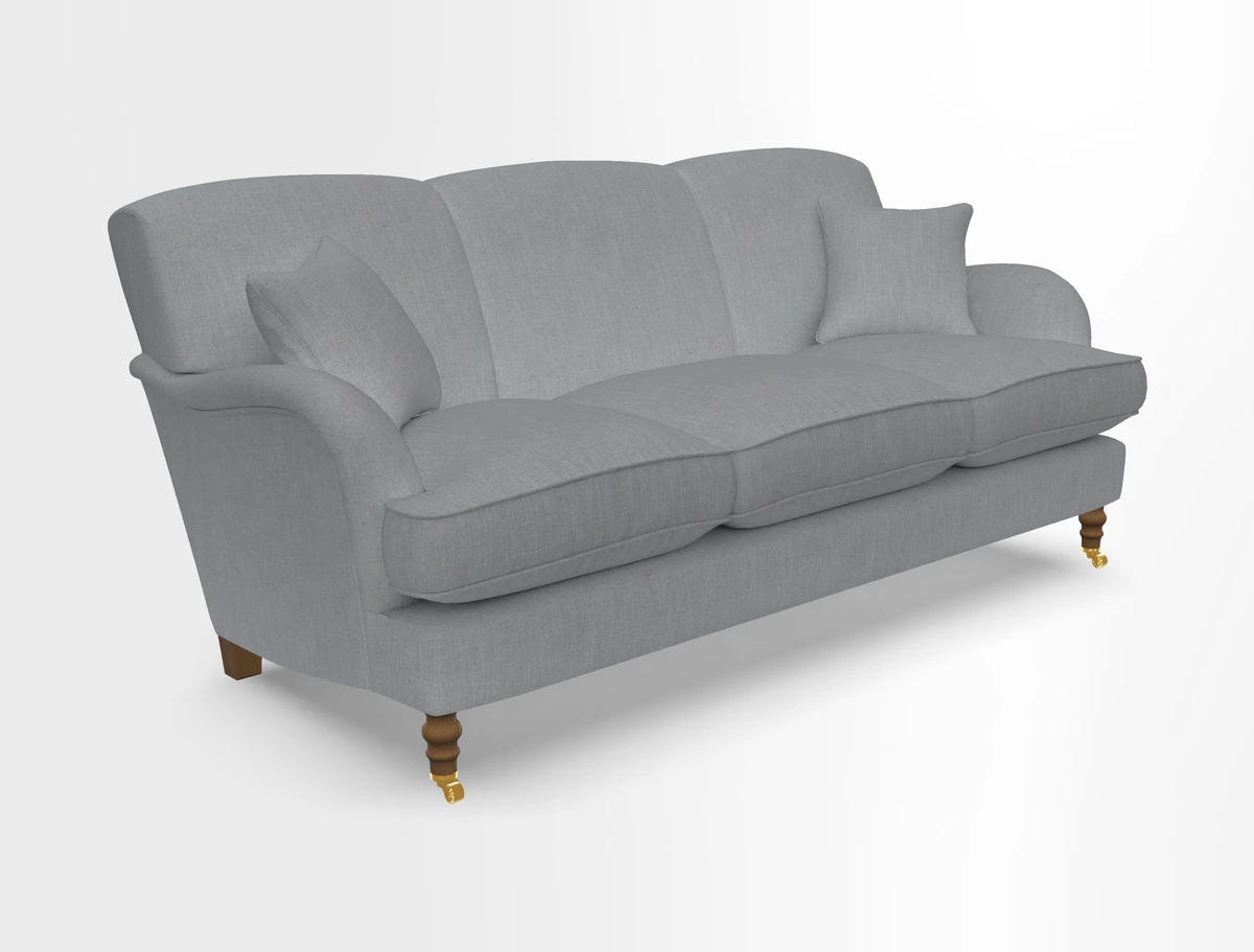 Kentwell 3 Seater, 3 Hump Sofa in Linwood Omega Velvet Green Tea 