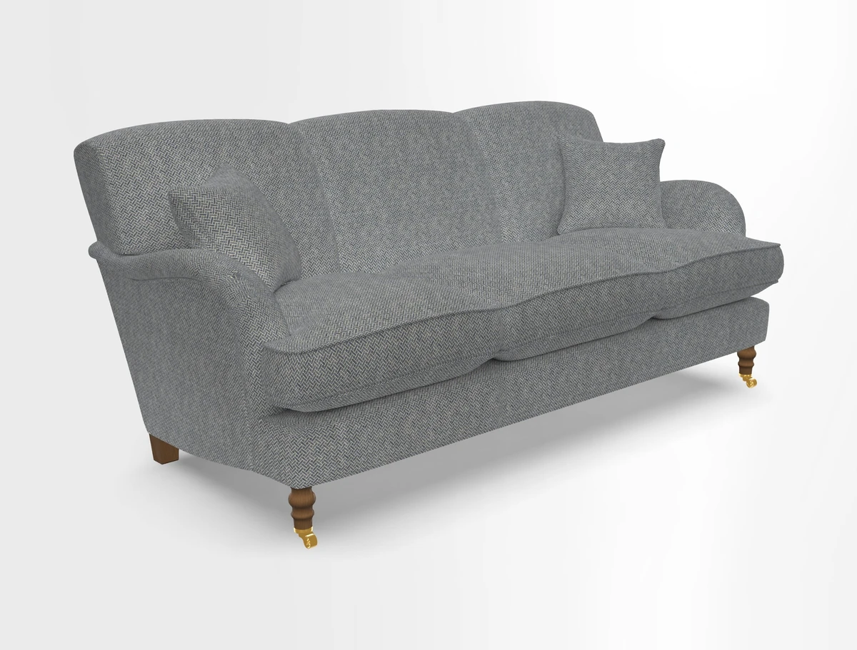 Kentwell 3 Seater, 3 Hump Sofa in Linwood Omega Velvet Green Tea 