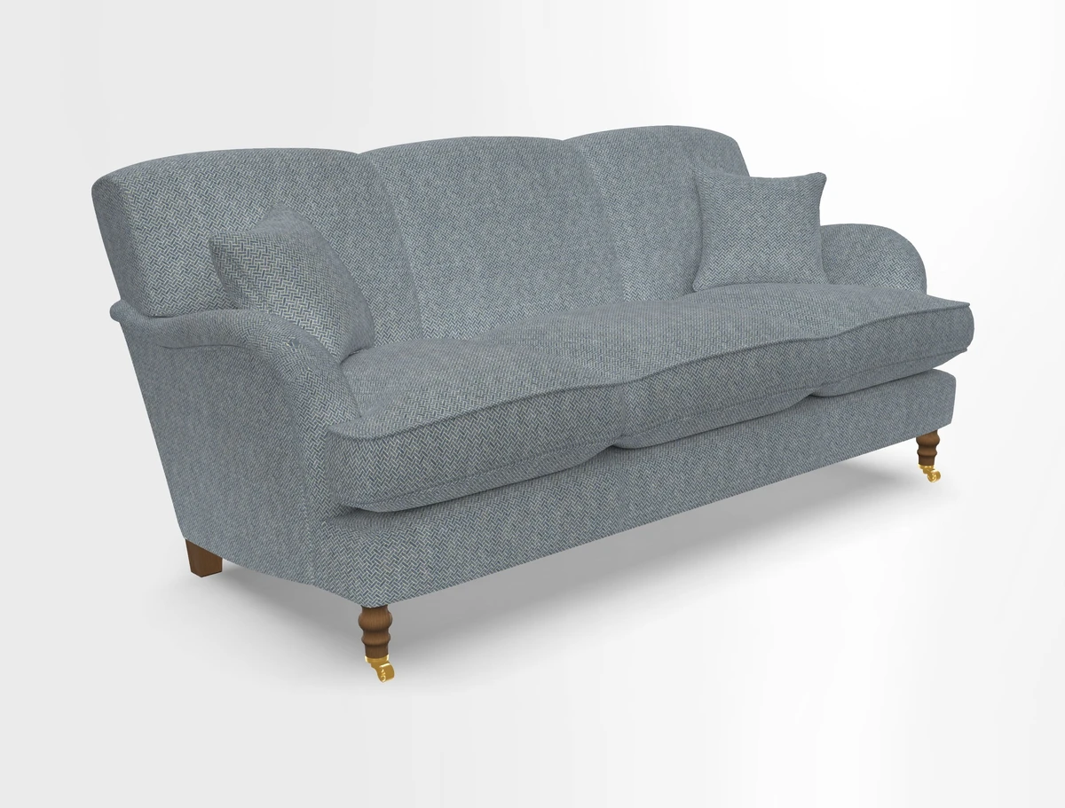 Kentwell 3 Seater, 3 Hump Sofa in Linwood Omega Velvet Green Tea 