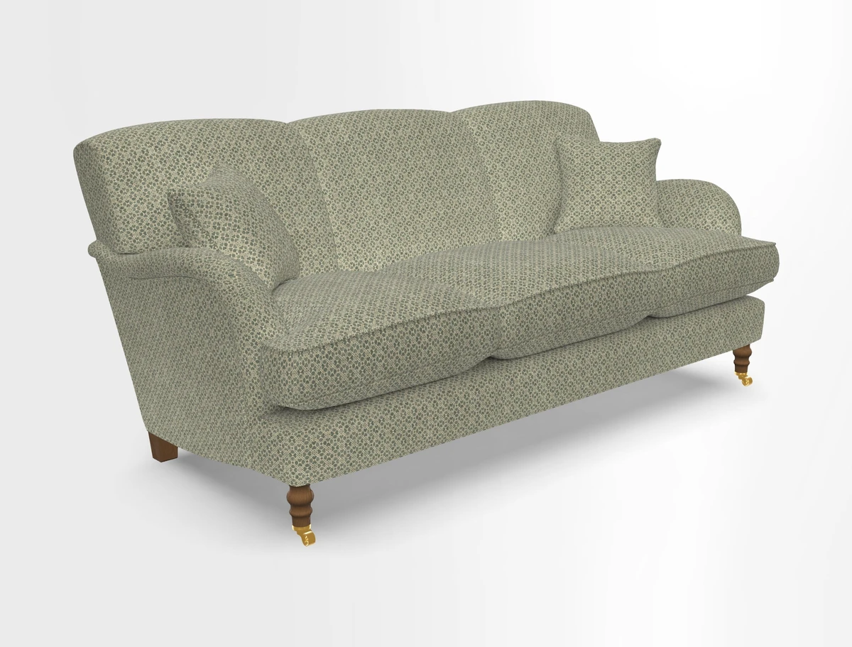 Kentwell 3 Seater, 3 Hump Sofa in Linwood Omega Velvet Green Tea 