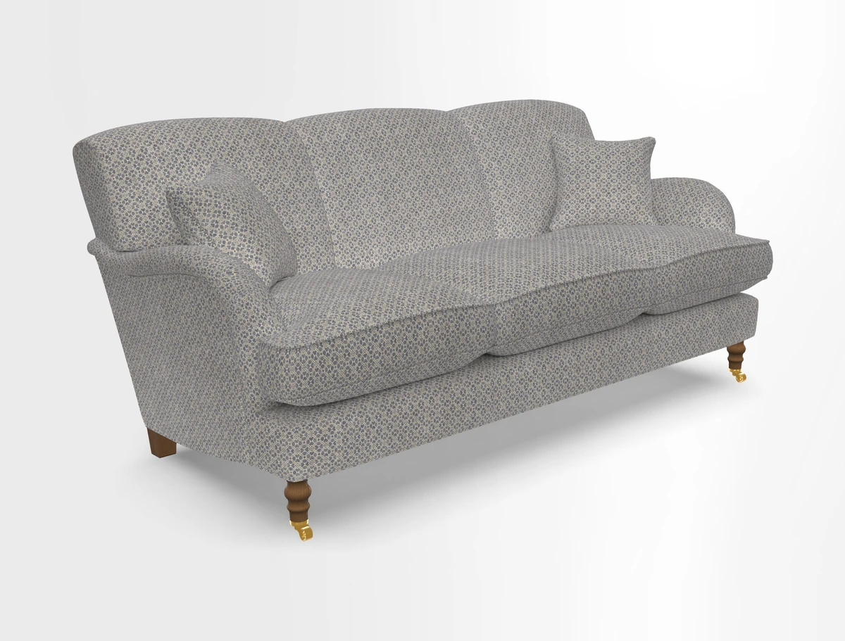 Kentwell 3 Seater, 3 Hump Sofa in Linwood Omega Velvet Green Tea 