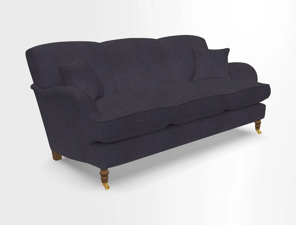 Kentwell 3 Seater, 3 Hump Sofa in Linwood Omega Velvet Green Tea 