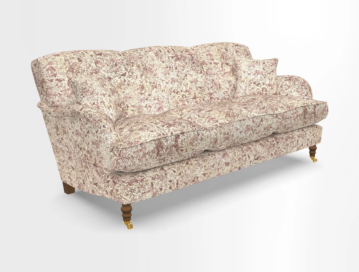 Kentwell 3 Seater, 3 Hump Sofa in Linwood Omega Velvet Green Tea 