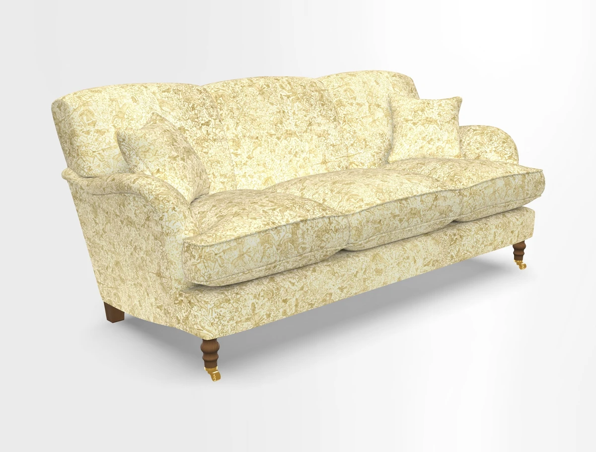 Kentwell 3 Seater, 3 Hump Sofa in Linwood Omega Velvet Green Tea 