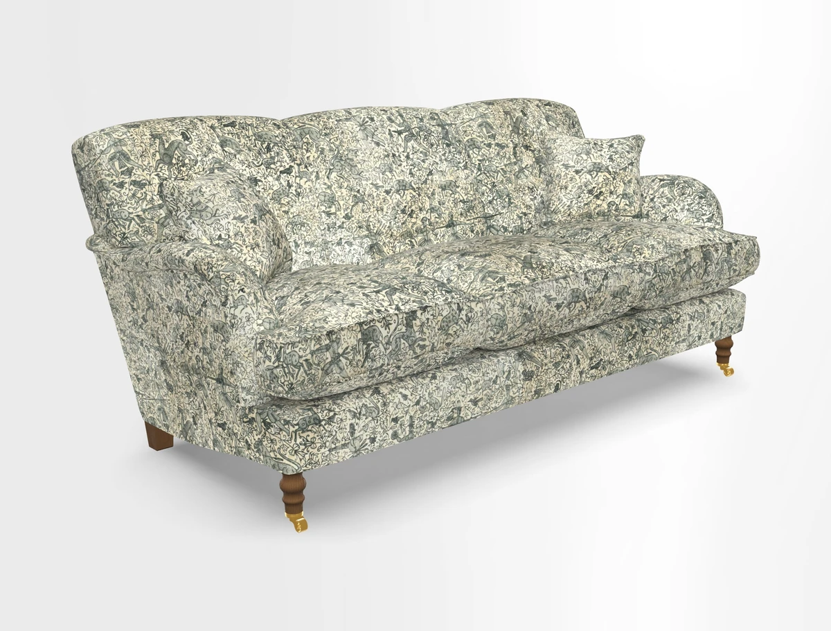 Kentwell 3 Seater, 3 Hump Sofa in Linwood Omega Velvet Green Tea 