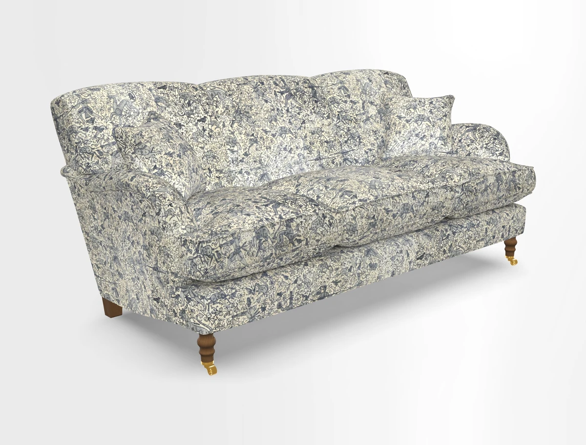 Kentwell 3 Seater, 3 Hump Sofa in Linwood Omega Velvet Green Tea 