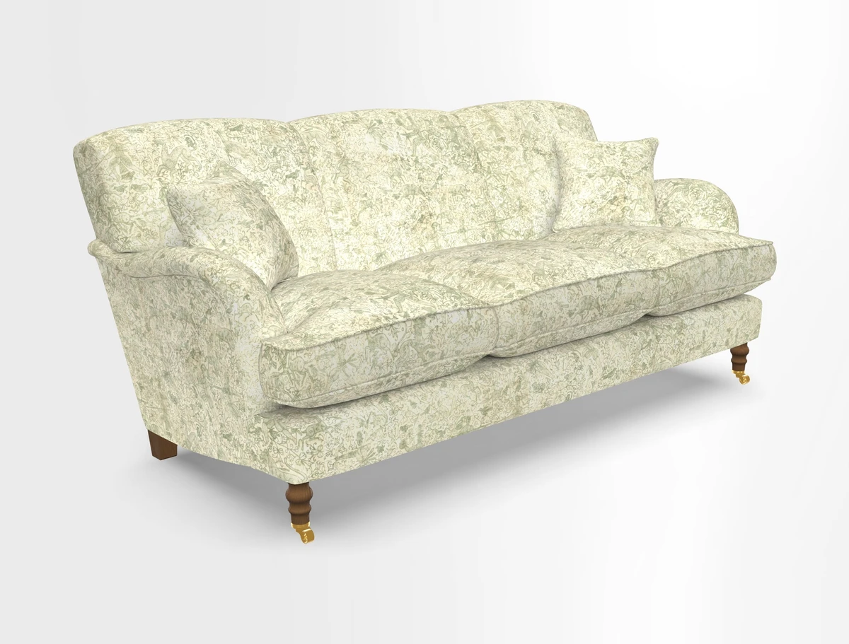 Kentwell 3 Seater, 3 Hump Sofa in Linwood Omega Velvet Green Tea 