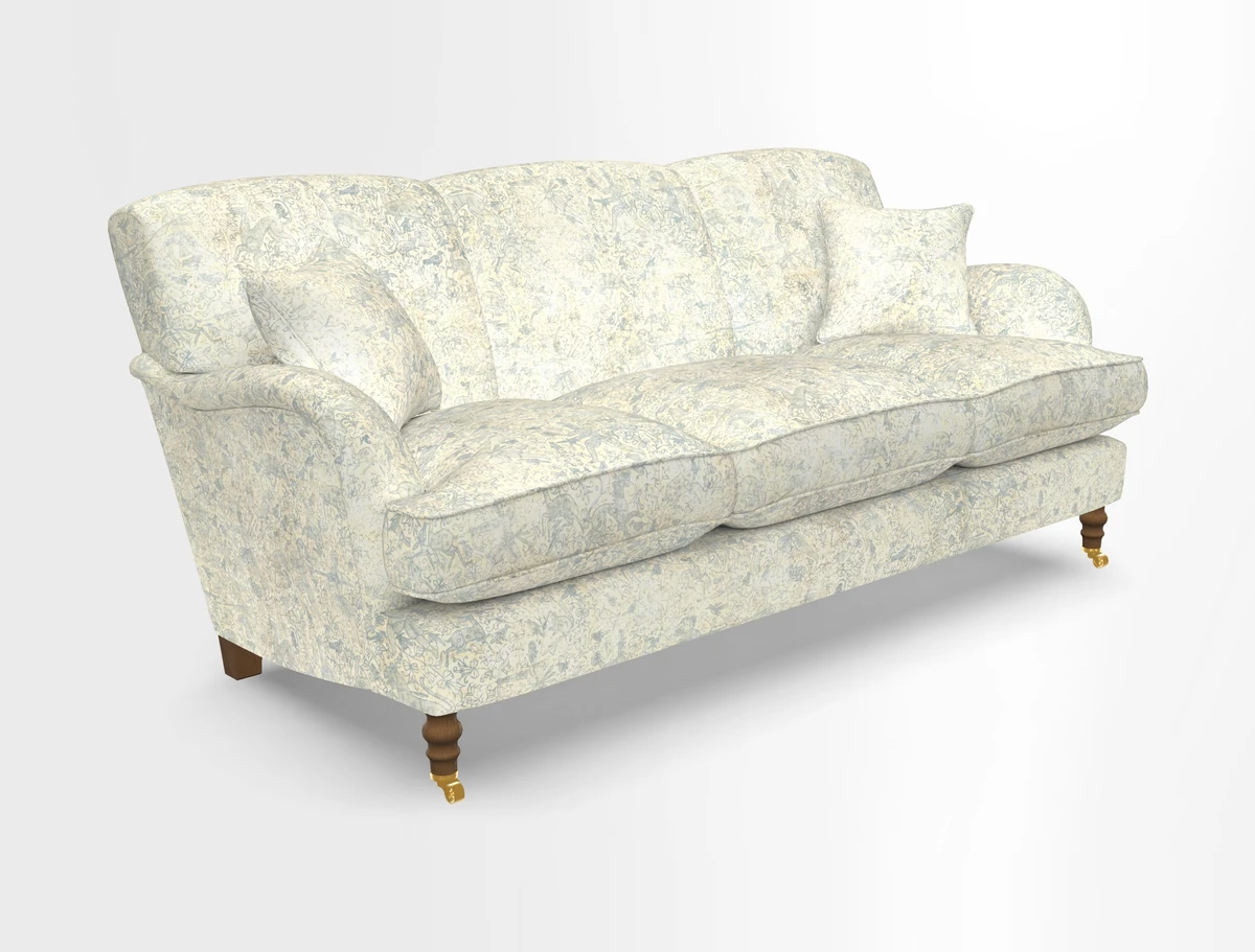 Kentwell 3 Seater, 3 Hump Sofa in Linwood Omega Velvet Green Tea 