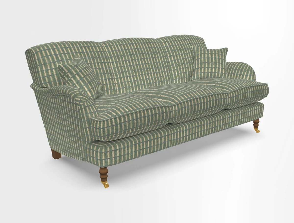 Kentwell 3 Seater, 3 Hump Sofa in Linwood Omega Velvet Green Tea 