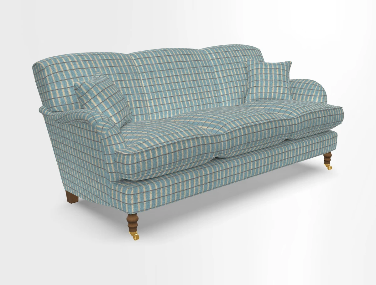 Kentwell 3 Seater, 3 Hump Sofa in Linwood Omega Velvet Green Tea 