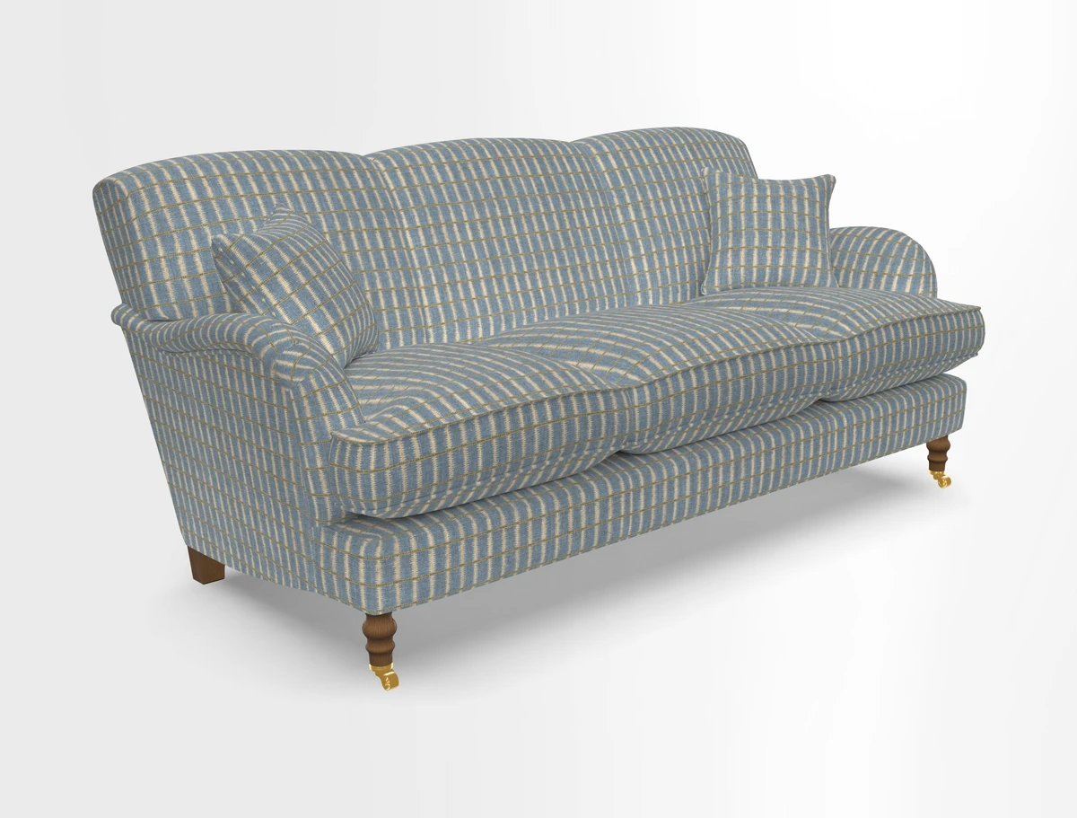 Kentwell 3 Seater, 3 Hump Sofa in Linwood Omega Velvet Green Tea 