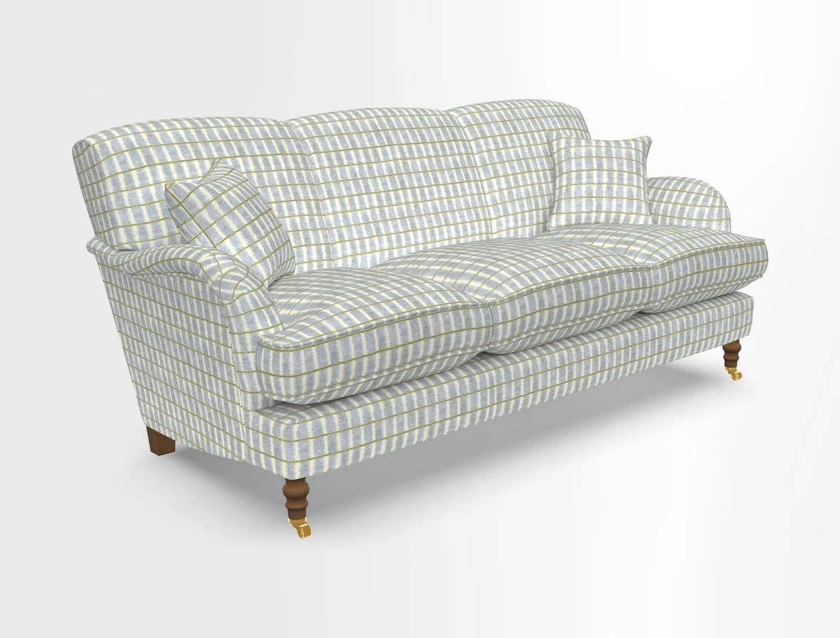 Kentwell 3 Seater, 3 Hump Sofa in Linwood Omega Velvet Green Tea 