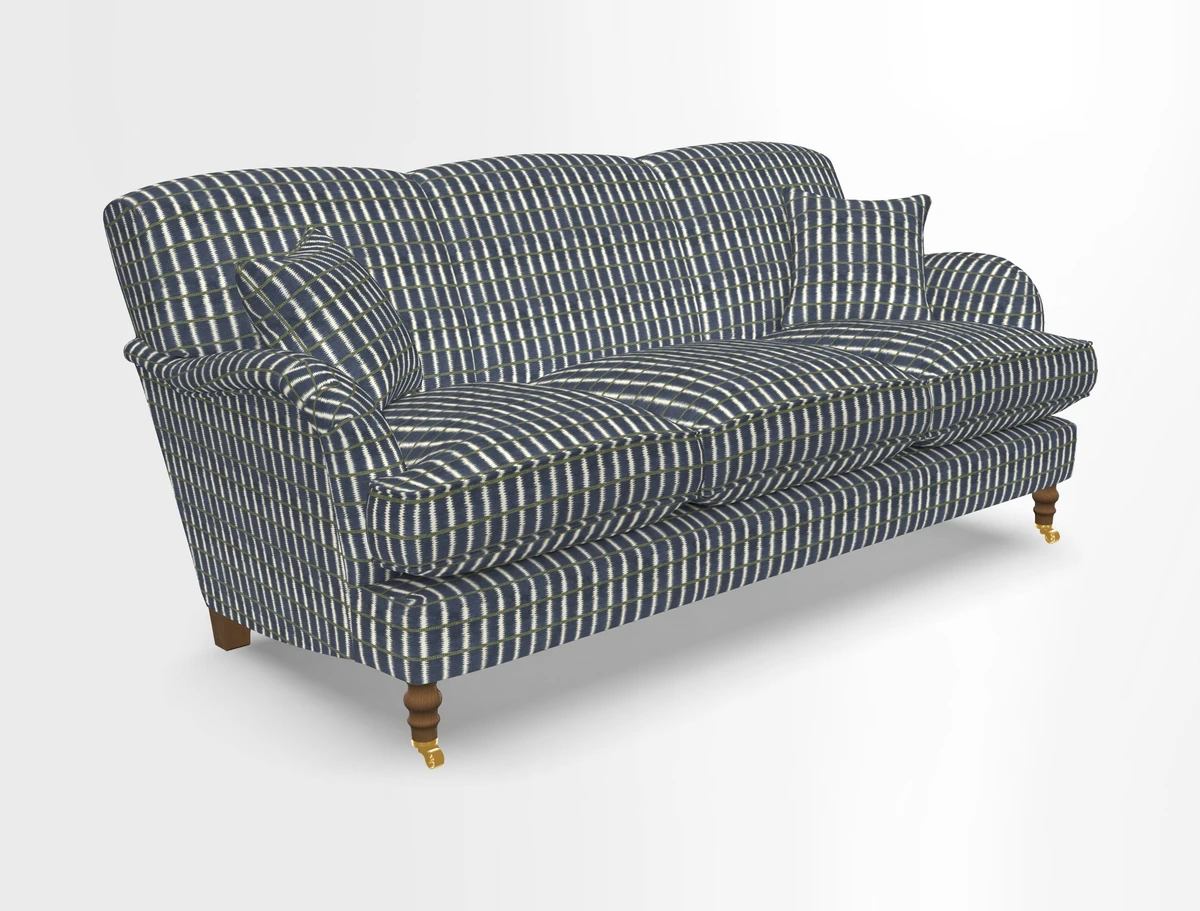 Kentwell 3 Seater, 3 Hump Sofa in Linwood Omega Velvet Green Tea 
