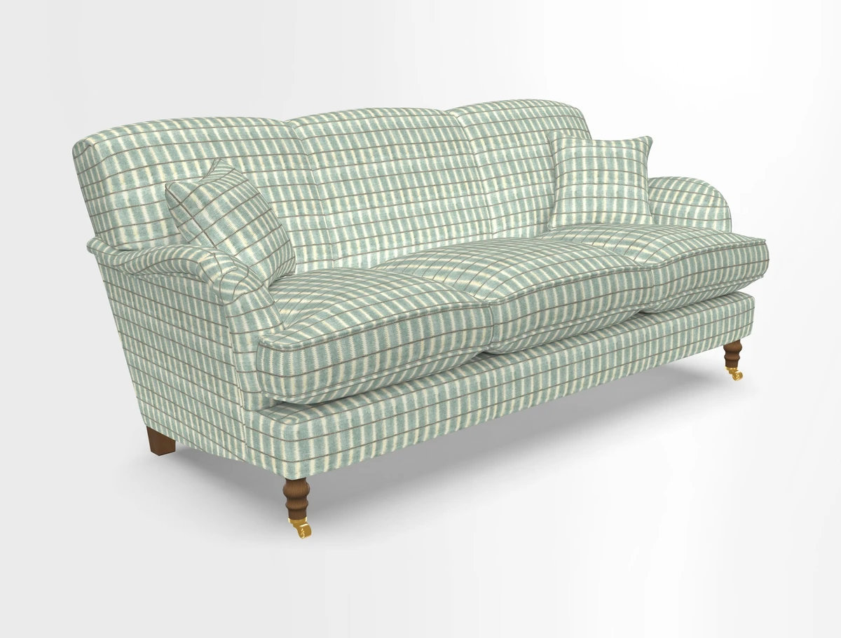 Kentwell 3 Seater, 3 Hump Sofa in Linwood Omega Velvet Green Tea 