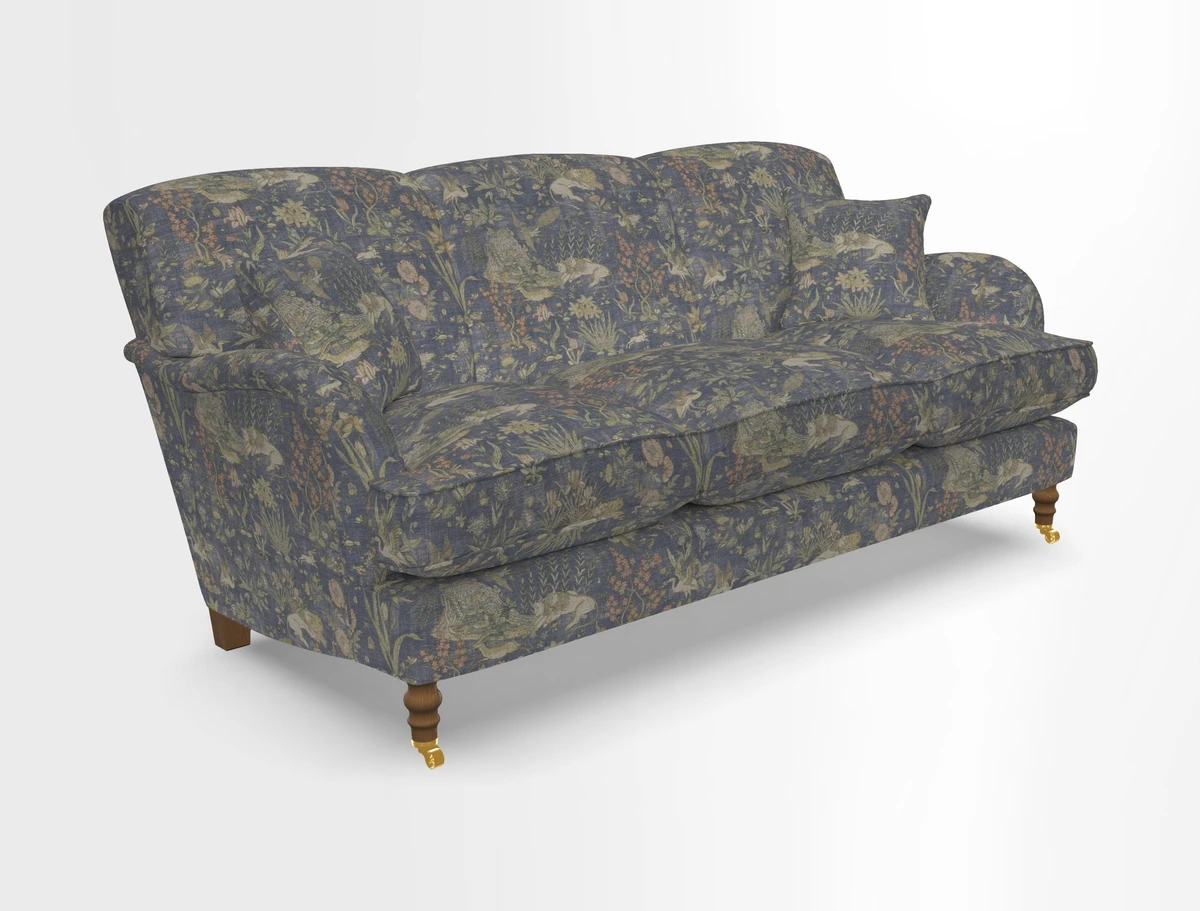 Kentwell 3 Seater, 3 Hump Sofa in Linwood Omega Velvet Green Tea 
