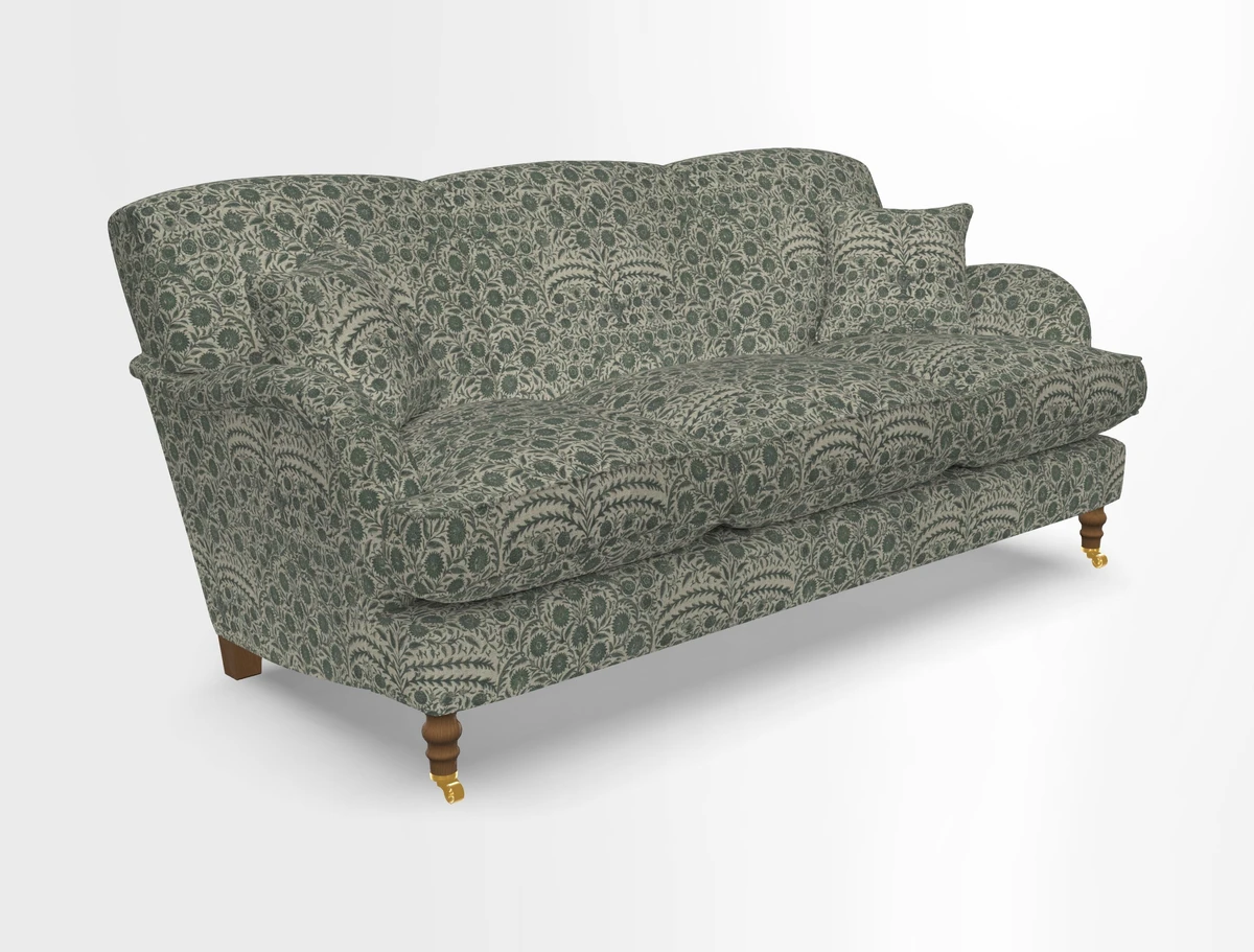 Kentwell 3 Seater, 3 Hump Sofa in Linwood Omega Velvet Green Tea 