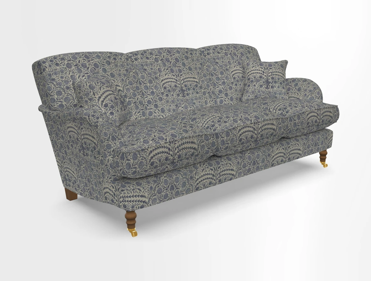 Kentwell 3 Seater, 3 Hump Sofa in Linwood Omega Velvet Green Tea 
