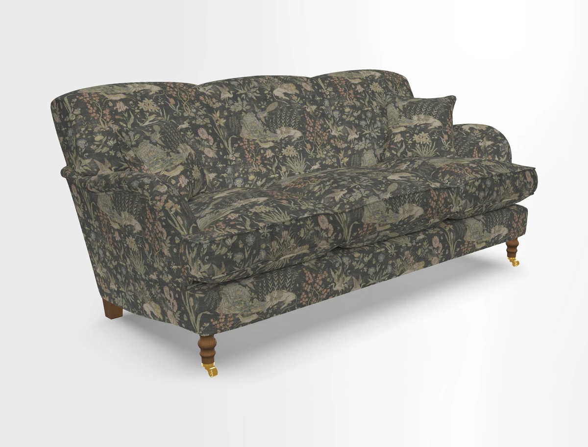 Kentwell 3 Seater, 3 Hump Sofa in Linwood Omega Velvet Green Tea 