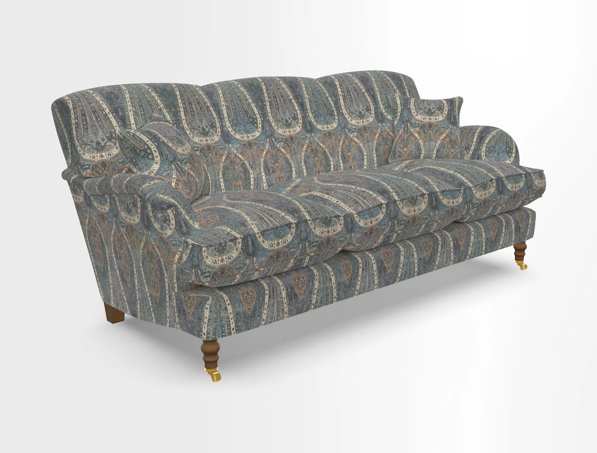 Kentwell 3 Seater, 3 Hump Sofa in Linwood Omega Velvet Green Tea 
