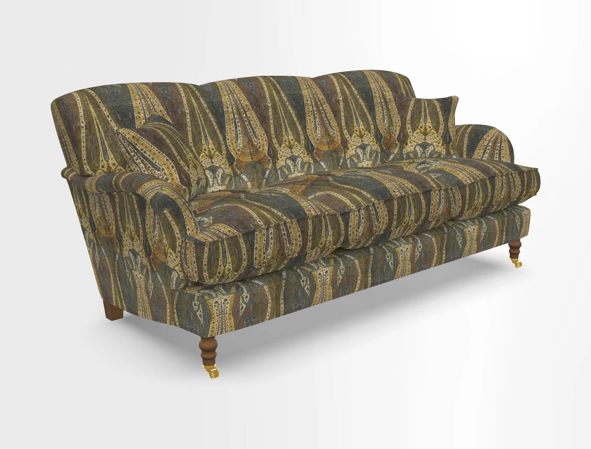 Kentwell 3 Seater, 3 Hump Sofa in Linwood Omega Velvet Green Tea 