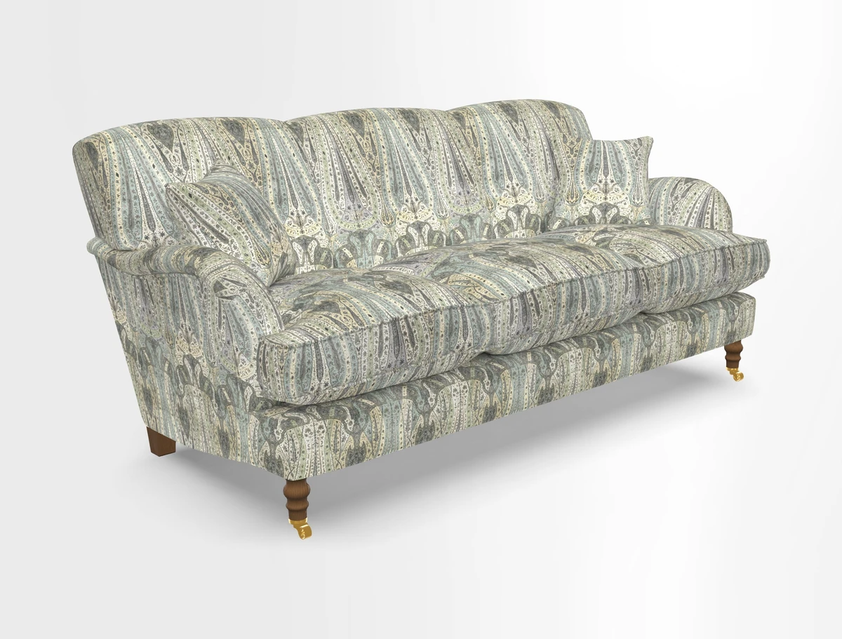 Kentwell 3 Seater, 3 Hump Sofa in Linwood Omega Velvet Green Tea 