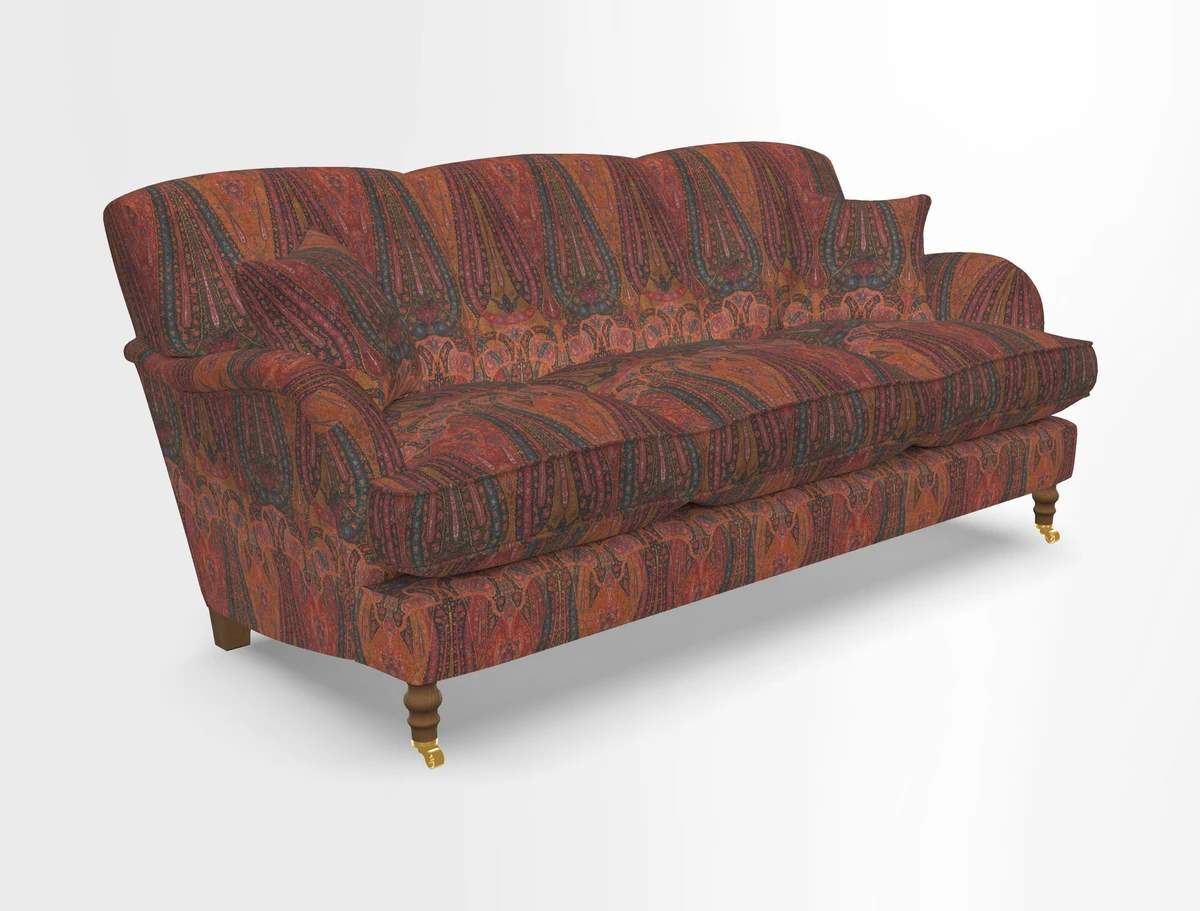 Kentwell 3 Seater, 3 Hump Sofa in Linwood Omega Velvet Green Tea 