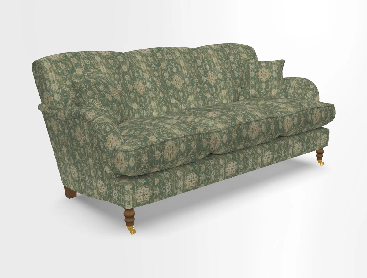 Kentwell 3 Seater, 3 Hump Sofa in Linwood Omega Velvet Green Tea 