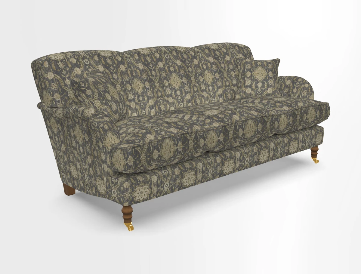 Kentwell 3 Seater, 3 Hump Sofa in Linwood Omega Velvet Green Tea 