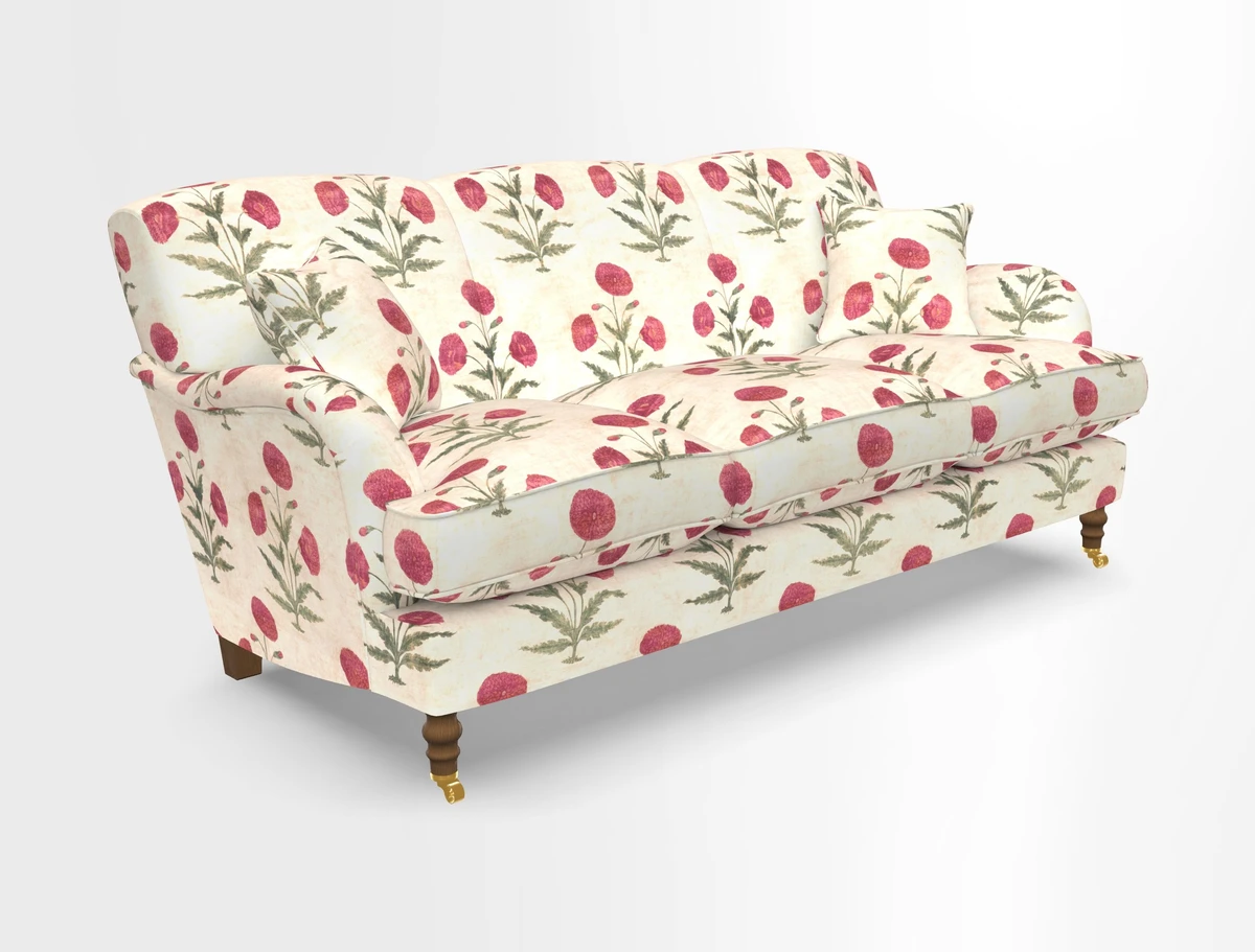 Kentwell 3 Seater, 3 Hump Sofa in Linwood Omega Velvet Green Tea 