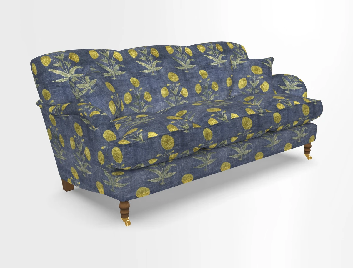 Kentwell 3 Seater, 3 Hump Sofa in Linwood Omega Velvet Green Tea 