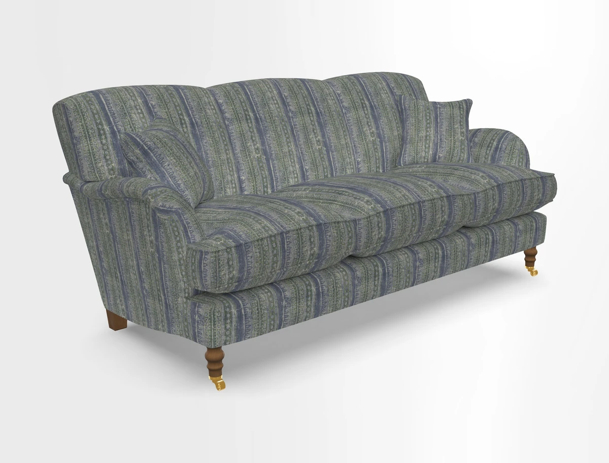 Kentwell 3 Seater, 3 Hump Sofa in Linwood Omega Velvet Green Tea 