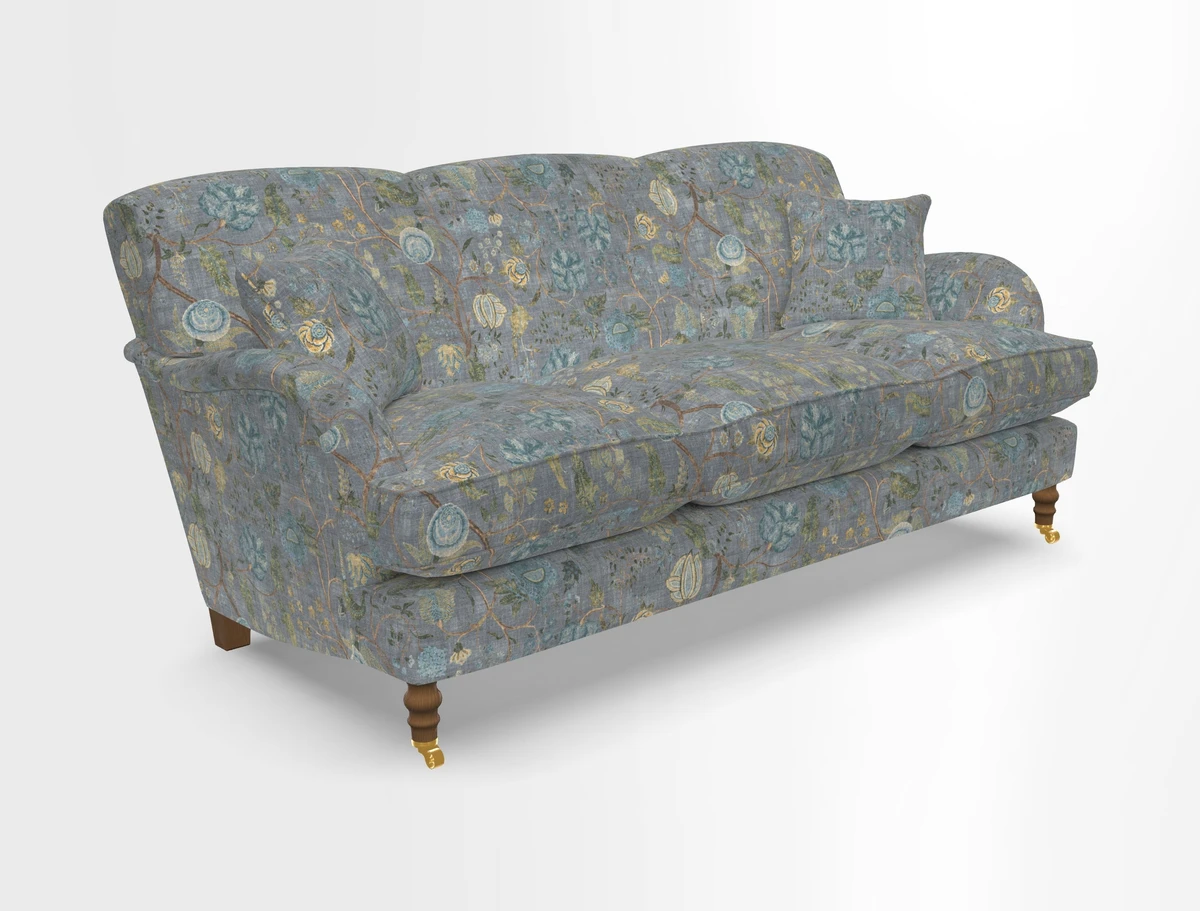 Kentwell 3 Seater, 3 Hump Sofa in Linwood Omega Velvet Green Tea 