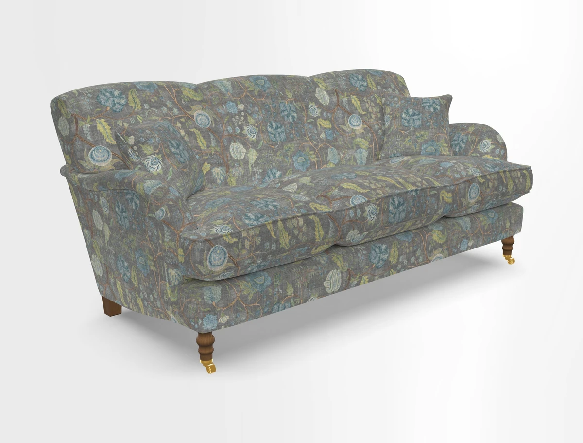 Kentwell 3 Seater, 3 Hump Sofa in Linwood Omega Velvet Green Tea 