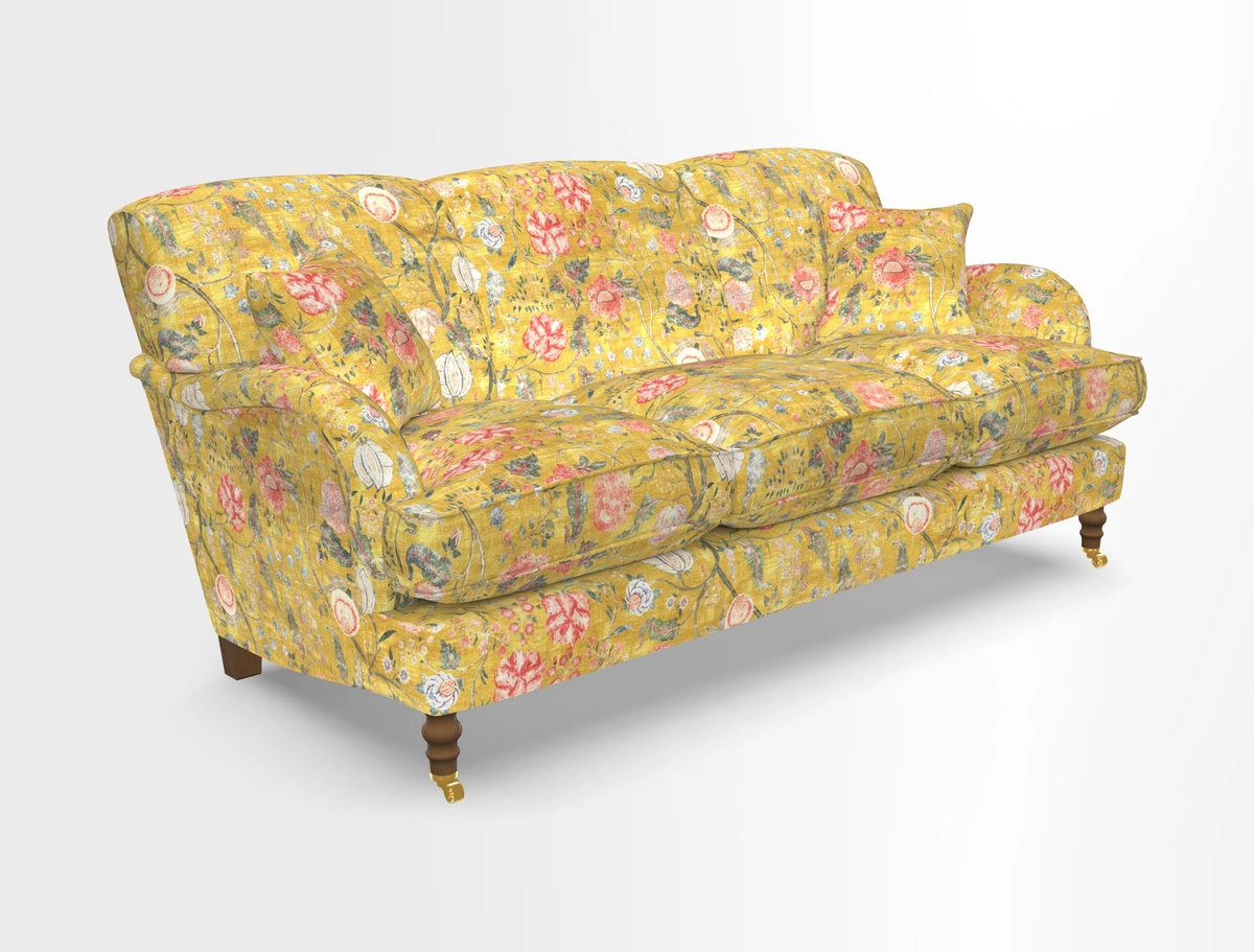 Kentwell 3 Seater, 3 Hump Sofa in Linwood Omega Velvet Green Tea 