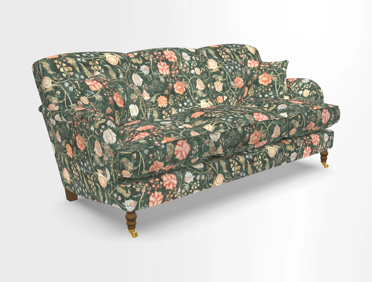Kentwell 3 Seater, 3 Hump Sofa in Linwood Omega Velvet Green Tea 