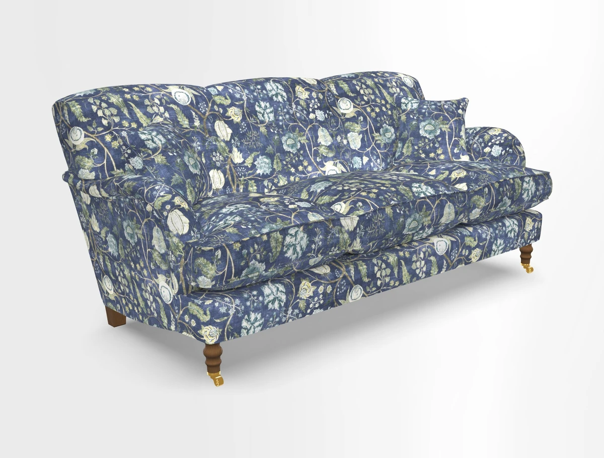 Kentwell 3 Seater, 3 Hump Sofa in Linwood Omega Velvet Green Tea 