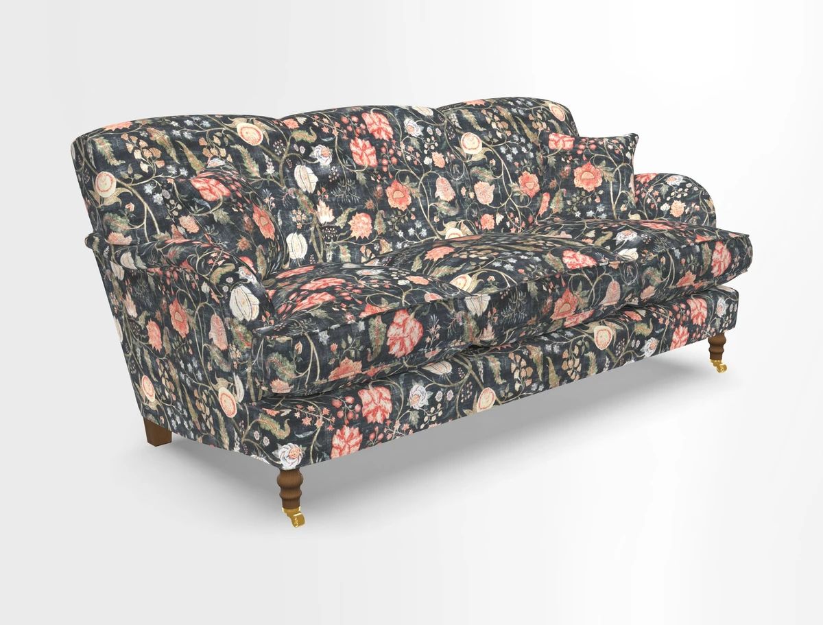 Kentwell 3 Seater, 3 Hump Sofa in Linwood Omega Velvet Green Tea 
