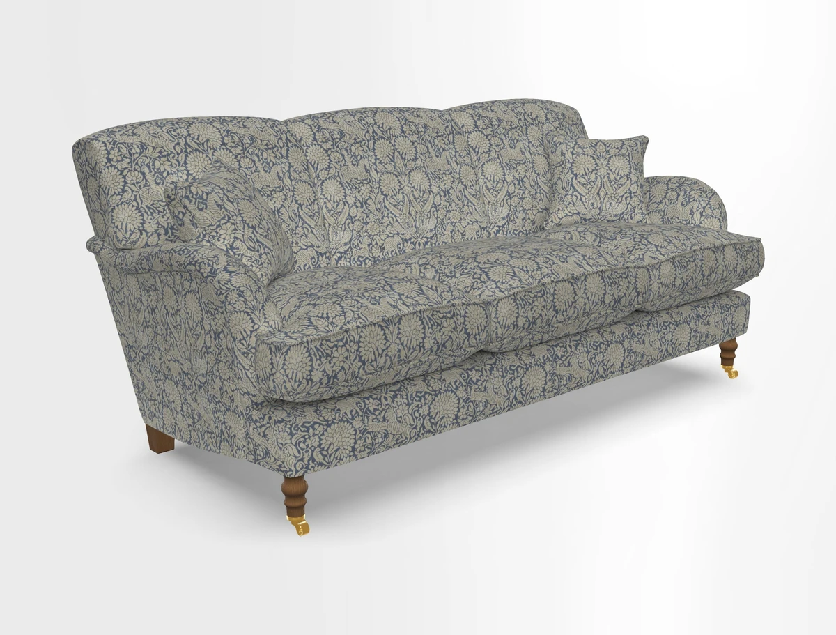 Kentwell 3 Seater, 3 Hump Sofa in Linwood Omega Velvet Green Tea 