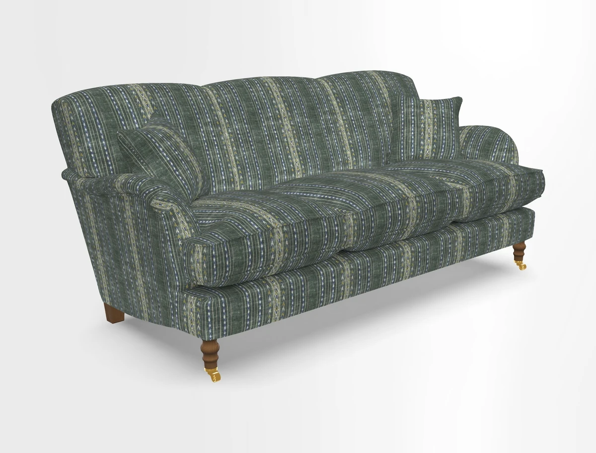 Kentwell 3 Seater, 3 Hump Sofa in Linwood Omega Velvet Green Tea 